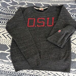 HOMAGE Dark Heather Gray Crewneck with Red OSU Lettering